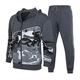 DRESCOKLJ Men's tracksuit, jogging suit, long sleeve sports suit, leisure suit set, jogging bottoms, sweatshirt, hoodie, trousers, training jacket, sports jacket, tracksuit, gray, L