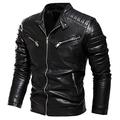 BKPPBi1lkin Leather Jacket Mens Mens Winter Jacket Lapel Black Leather Jacket Men Biker Coats Jacket Men Warm Lined Slim Fit (Color : Black, Size : L)