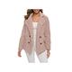 O·Lankeji Plus Size Faux Shearling Jacket for Womens,Long Sleeve Plush Button Coats with Pocket,Solid Color Lapel Outwear for Warm Winter (Color : Pink, Size : L)