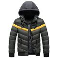 Quilted Padded Thermal Coat for Men Autumn Winter Zipper Hooded Multi-Pocket Parka Heavyweight Outdoor Windproof Jacket
