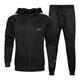 DRESCOKLJ Men's tracksuit, jogging suit, autumn, winter, long sports suit, hoodie, sweatshirt + trousers, leisure suit, hoodie, jogging bottoms, fitness activewear set, black, XL