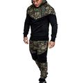 Auenix Men's Tracksuit Full Winter - Men's Hooded Sweatshirt and Zip 2PC Tracksuits Pants Set Jogger Gym Camouflage Outerwear Long Sleeve Tracksuit Men, olive, M
