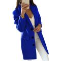 Women's Jacket Autumn And Winter European And American Casual Style Loose Solid Color Mid-length Double-breasted Coat M