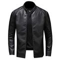 BKPPBi1lkin Leather Jacket Mens Locomotive Leather Jacket Men Collar Autumn Motorcycle Leather Jacket Slim Business Handsome Male PU Coat (Color : Black, Size : Asian L is EUR S)