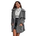 Bartira Fleece Jacket Women, Women Coat Casual Lapel Fleece Fuzzy Faux Shearling Botton Coats Warm Winter Outwear Jackets