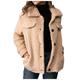 Color Women Coat Double-faced Long-sleeved And Winter Autumn Casual Cardigan Solid Lapel Fleece Women's Coat (Khaki, XL)