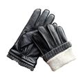 Touch Screen Leather Gloves Men's Winter Thickening Warmth Motorcycle Driving Gloves Black Wool Lining 9.5