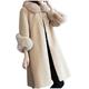 SHOBDW Women Buttons Plush Coat Elegant Thick Warm Solid Outerwear Long Fake Jacket Ladies Winter Cardigan Fashion Sweater Overcoat Jumper(Beige,L)