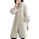 SHOBDW Women Buttons Plush Coat Elegant Thick Warm Solid Outerwear Long Fake Jacket Ladies Winter Cardigan Fashion Sweater Overcoat Jumper(White,XXL)