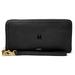 Women's Fossil Black Marshall Thundering Herd Leather Logan RFID Zip Around Clutch