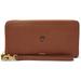 Women's Fossil Brown UConn Huskies Leather Logan RFID Zip Around Clutch