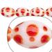 Glass Beads Oval White With Red Freckles 12x17mm Sold per pkg of 15pcs/String