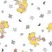 Disney Winnie The Pooh & Piglet Stars White 100% Cotton Fabric Sold by The Yard
