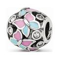 925 Sterling Silver Reflections Pink & Blue Enameled CZ Butterfly Bead; for Adults and Teens; for Women and Men