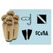 Scuba Diving Diver Flag Snorkel Mask Fins Rubber Stamp Set for Scrapbooking Crafting Stamping - Large 1-1/4 Inch