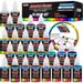 24 Color 1oz Super Starter Airbrush Acrylic Paint Set Cleaner Thinner Color Mixing Wheel