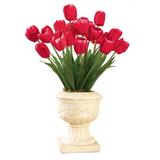 Collections Etc Springtime Tulip Bushel Artificial Maintenance-Free Bouquet Bush - Set of 3 Red