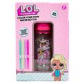 L.O.L. Surprise! Color Your Own Glitter Water Bottle for Kids Ages 5+ BPA-Free