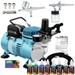 Master Airbrush Cool Runner II Dual Fan Air Compressor Airbrushing System Kit with 2 Professional Airbrushes Gravity and Siphon Feed - 6 Primary Opaque Colors Acrylic Paint Artist Set - How to Guide