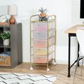 Honey-Can-Do Plastic and Steel Rolling 5-Drawer Storage Cart with 1 Shelf Clear/Gold