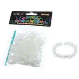 Sexy Sparkles white Rubber Loom Bands DIY Loom Bracelet Making Kit With Hook Crochet And S Clips - Latex Free Rubber Silicone Bands 300 Pcs