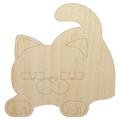 Round Cat Stretching Wood Shape Unfinished Piece Cutout Craft DIY Projects - 6.25 Inch Size - 1/8 Inch Thick