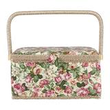 Brrnoo Sewing Tools Storage Box Fabric Floral Printed Sewing Basket Craft Box Household Sundry Storage Organizer with Handle