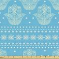 Hamsa Fabric by the Yard Upholstery Theme Hamsa Hands Geometric and Floral Pattern Evil Eye Protection Decorative Fabric for DIY and Home Accents 3 Yards Blue by Ambesonne