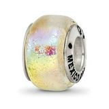 Lex & Lu Sterling Silver Reflections Rainbow Dichroic Glass Bead LAL4789
