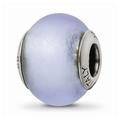 925 Sterling Silver Reflections Light Blue Matte Italian Murano Bead; for Adults and Teens; for Women and Men