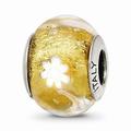 Mia Diamonds 925 Sterling Silver Reflections Gold and White Flower Italian Murano Bead