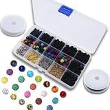 AMGRA Bracelet Making Kit Beads Bulk - 600Pcs Color Volcanic Gemstone Lava Rock Beads Bulk Chakra Beads Spacer Beads with Crystal String