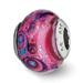 925 Sterling Silver Reflections Pink & Purple Swirls Overlay Glass Bead; for Adults and Teens; for Women and Men