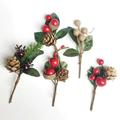 Artificial Pine Cone Boutique Christmas Gift Holiday Floral Picks Decorations 5 Pcs with Green Leaves;Artificial Pine Cone Boutique Christmas Gift Holiday Floral Picks 5 Pcs