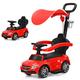 Maxmass 3-IN-1 Ride on Push Car, Mercedes Benz Licensed Toddler Sliding Walker with Sun Canopy, Safety Bar, Storage Seat and Music & Horn, Baby Push Along Sit on Car for 1-3 Years (Red)
