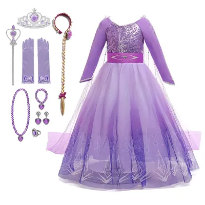 Costume reine des neiges 2 pour filles robe princesse Elsa à paillettes violettes robe de bal