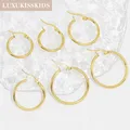 LUXUKISSKIDS-Boucles d'Oreilles Créoles Plaqué Or K pour Femme Grand Cercle Rond réinitialisation