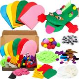 TOYIFY 6Pcs Hand Puppet Making Kit for Kids Art Craft Felt Sock Puppet Creative DIY Make Your Own Puppets Pompoms Wiggle Googly Eyes Storytelling Role Play Party Supplies for Girls Boys