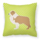 Carolines Treasures BB3822PW1818 Red Border Collie Checkerboard Green Fabric Decorative Pillow