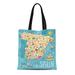 SIDONKU Canvas Tote Bag Map of Spain Travel Spanish Landmarks People Food Reusable Shoulder Grocery Shopping Bags Handbag
