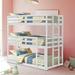 Triple Bunk Bed for Kid, YOFE Wood Triple Twin Bunk Bed, Twin Over Twin Over Twin Triple Bed with Built in Ladder, Triple Bunk Bed for Bedrooms, Dormitories, No Box Spring Need, White, R6520