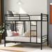 Twin Bunk Bed, YOFE Metal Twin Over Twin Bunk Bed, Modern Bunk Bed Twin Over Twin Size, Bunk Bed with Ladder/Guardrails, Heavy Duty Bunk Beds for Kids Teens Adults, No Box Spring Needed, Black, R5936