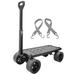 Flatbed Platform Cart Moving Dolly Trolley with 4 Rolling Wheels Portable Warehouse Hand Wagon