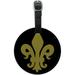 Fleur de Lis Gold on Black Round Leather Luggage ID Tag Suitcase Carry-On