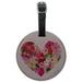 Love Flower Hearts Round Leather Luggage Card Suitcase Carry-On ID Tag