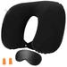 NewHome Travel Pillow Inflatable U Shape Neck Pillow Neck Support Head Rest Office Nap Car Airplane Cushion Black