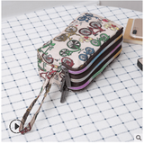 Womens Print 3 Layer Canvas Bag Short Wallet Zipper Coin Purse