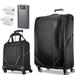 American Tourister Zoom Turbo Expandable Spinner Wheel Luggage-Black- Checked Bag-Large 28-Inch and Underseater with Power Bank for Travel