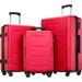 Expandable Portable Luggage Sets 3 Pack, Lightweight Carry on Suitcase with TSA Lock, Hardshell Luggage Dual Spinner Wheels Set: 20in 24in 28in, Spinner Heavyweight Suitcase for Traveling, Red, S6570