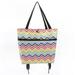 Sunisery Folding Shopping Bag Bright Colors Printed Pattern Portable Trolley Bag with Collapsible Wheels